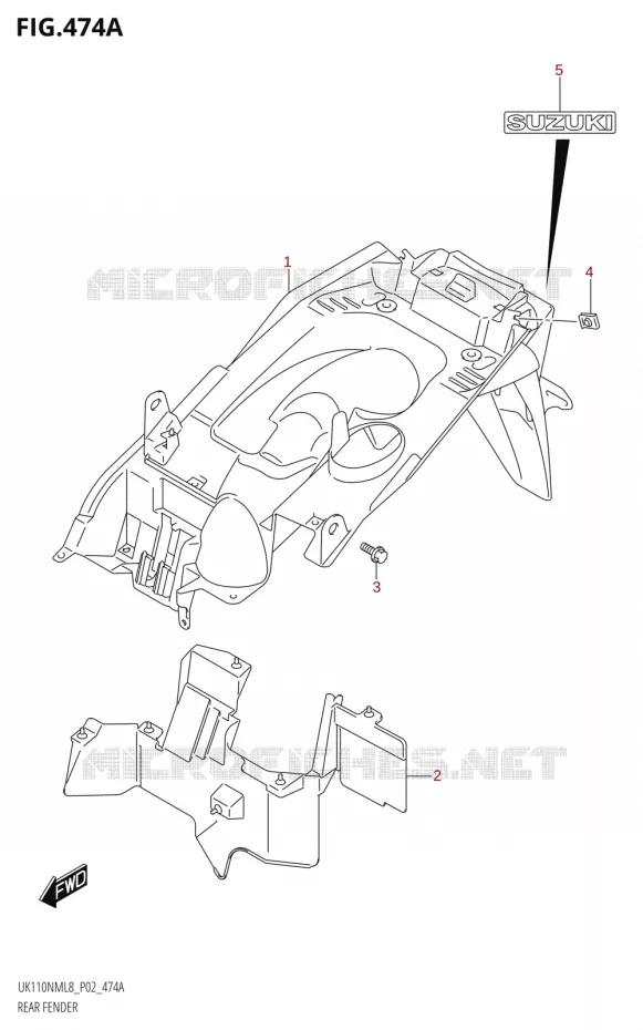 GARDE BOUE ARRIERE Suzuki SCOOTER 110 ADDRESS 2018  UK110NM L8 (P02)
