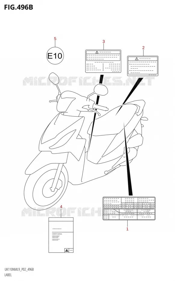 ETIQUETTE (P19) Suzuki SCOOTER 110 ADDRESS 2019  UK110NM L9 (P02)