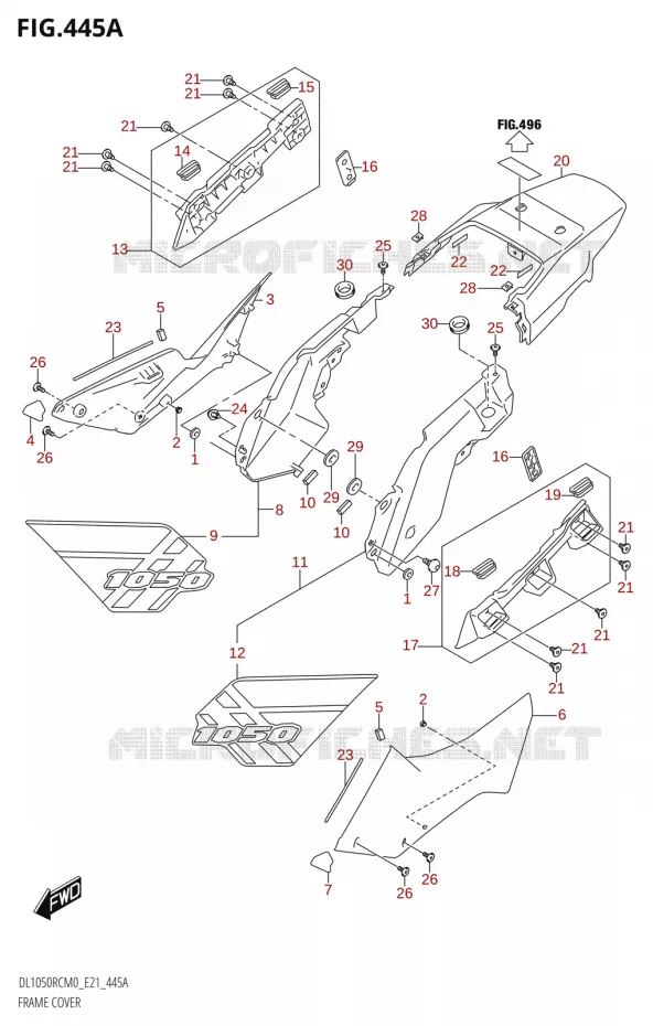 CARENAGES ARRIERE1050RC) Suzuki MOTO 1050 V-STROM 2020  DL1050RQ M0 (E21)