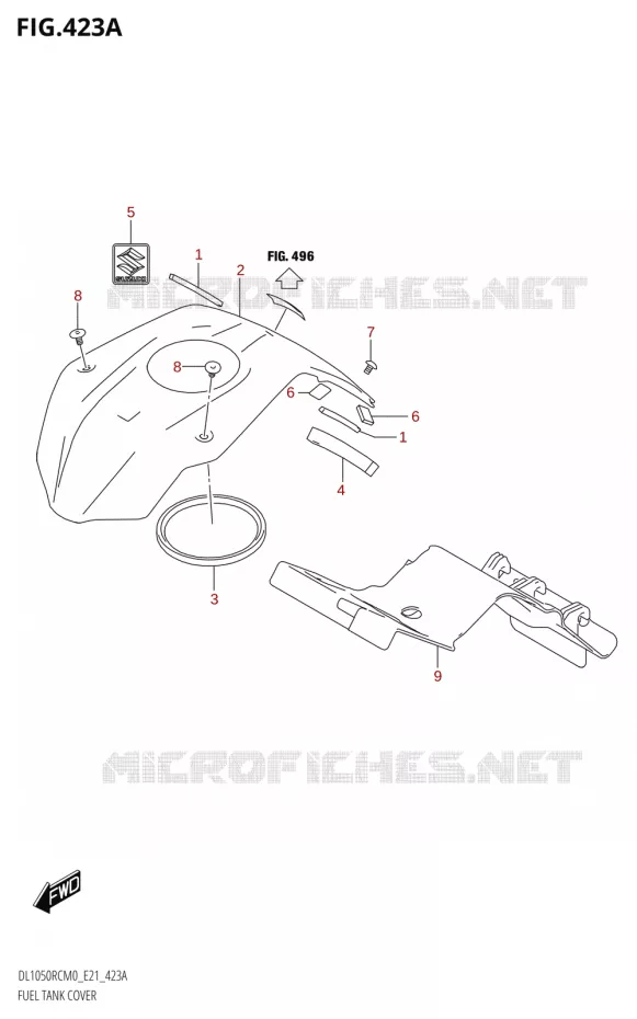RESERVOIR D'ESSENCE - COUVERCLES Suzuki MOTO 1050 V-STROM 2020  DL1050RC M0 (E21)