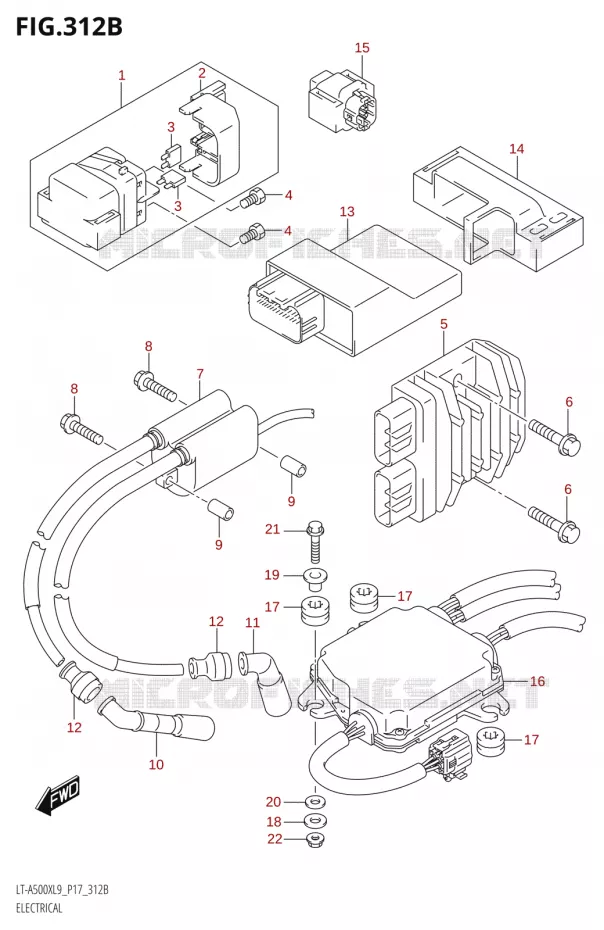 PARTIE ELECTRIQUE0XPL9 P17) Suzuki QUAD 500 KINGQUAD 2019  LT-A500X L9 (P17)