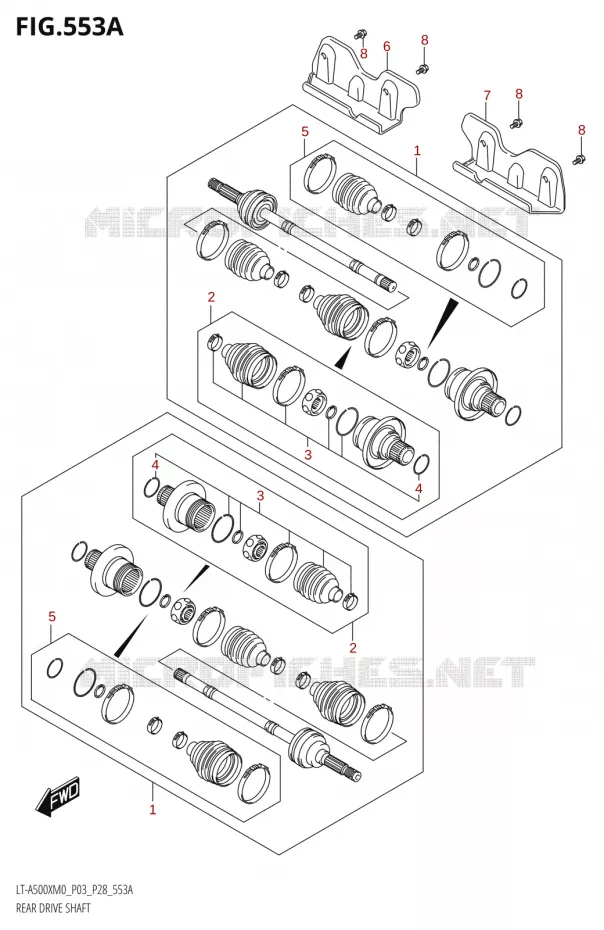 ARBRE DE ROUE ARRIERE Suzuki QUAD 500 KINGQUAD 2020  LT-A500X / XP / XPZ M0 (P03,P28,P33)