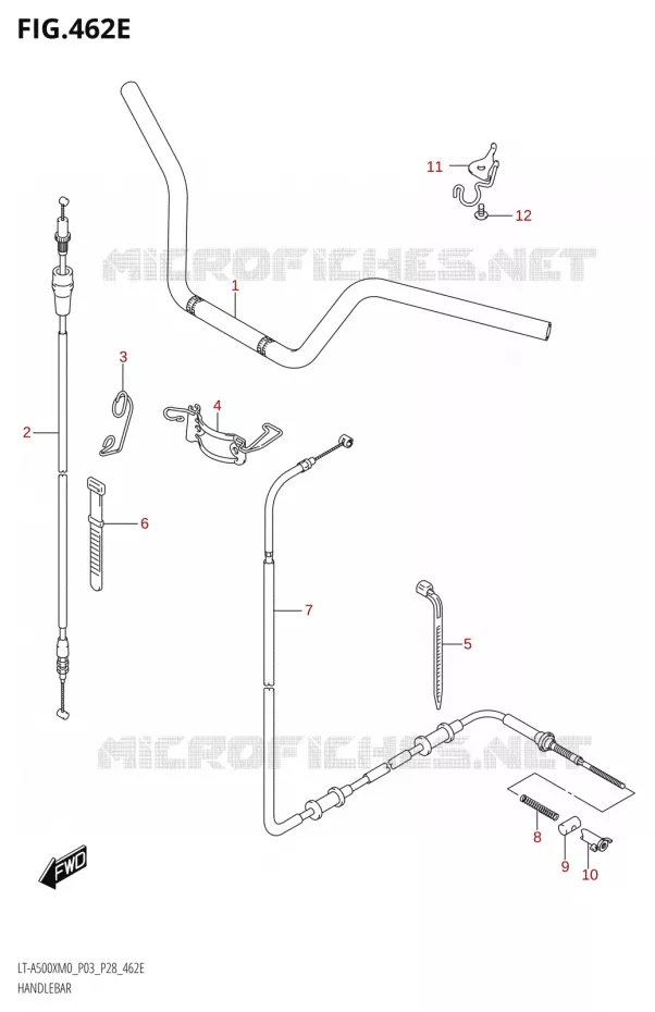 GUIDON (LT-A500XPM0 P28) Suzuki QUAD 500 KINGQUAD 2020  LT-A500X / XP / XPZ M0 (P03,P28,P33)