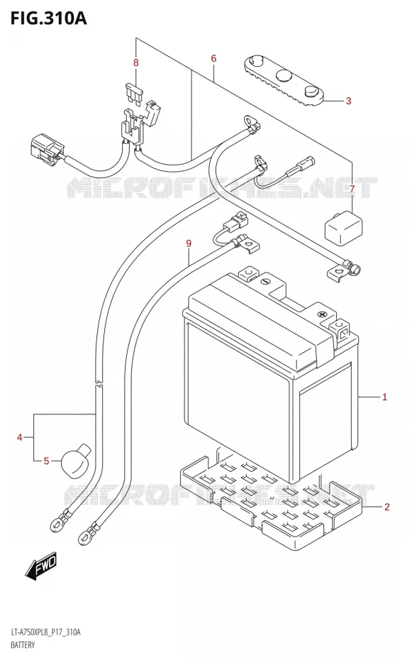 BATTERIE Suzuki QUAD 750 KINGQUAD 2018  LT-A750XP L8 (P17)