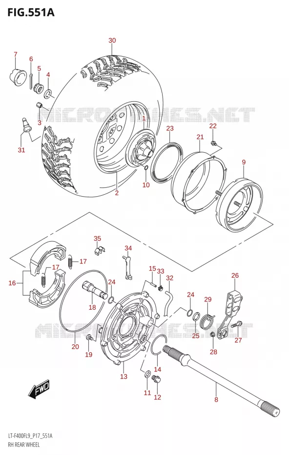 ROUE ARRIERE DROITE Suzuki QUAD 400 KINGQUAD 2019  LT-F400F L9 (P17)