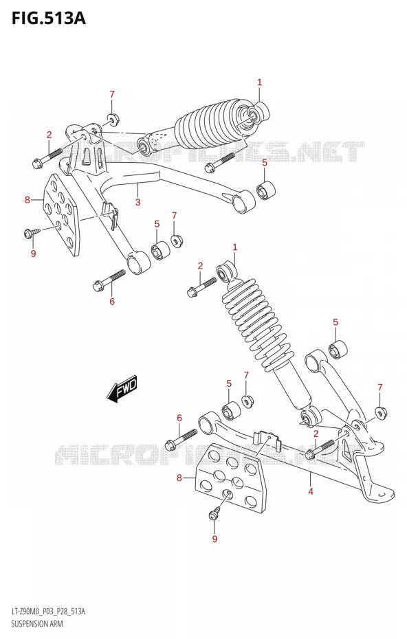 AMORTISSEUR - TRIANGLES Suzuki QUAD 90 QUADSPORT 2020  LT-Z90 M0 (P03,P28)