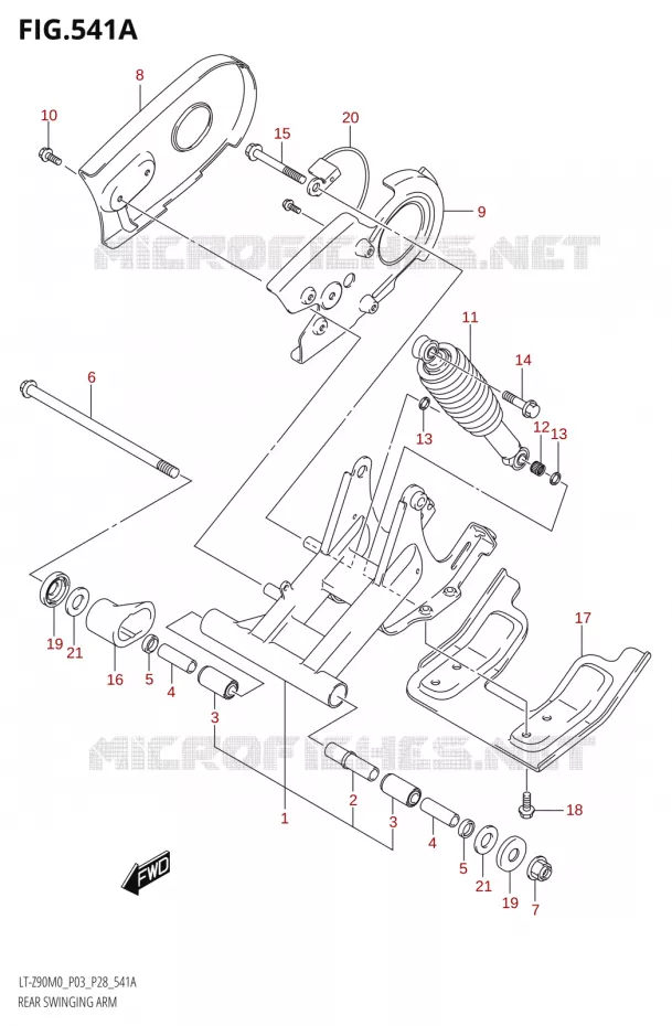 BRAS OSCILLANT ARRIERE Suzuki QUAD 90 QUADSPORT 2020  LT-Z90 M0 (P03,P28)