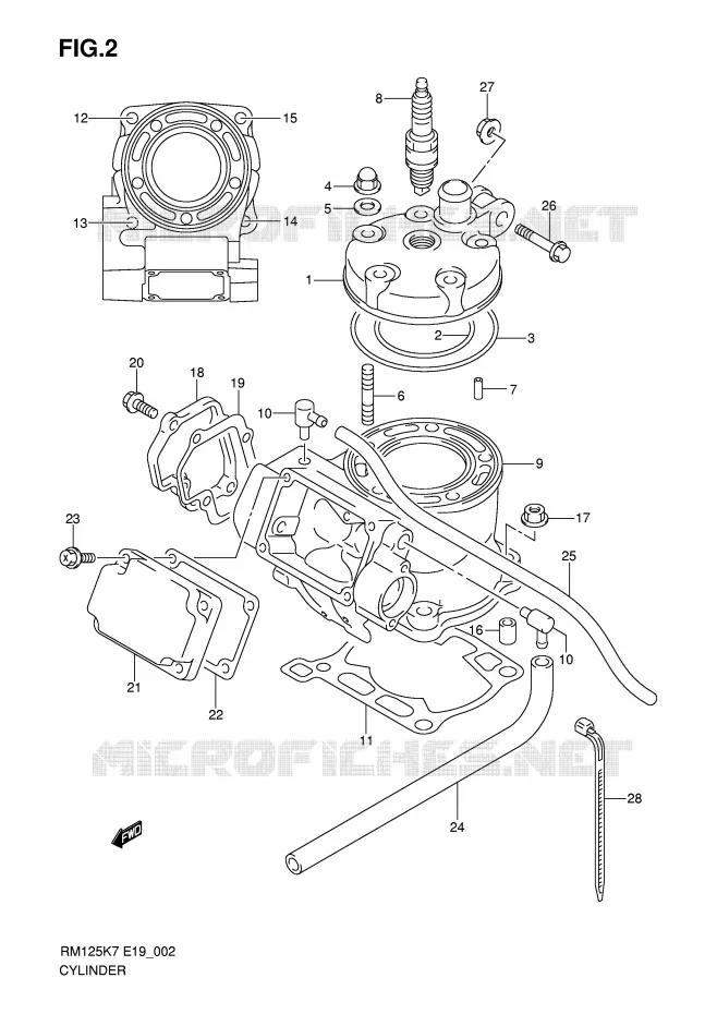 CYLINDRE Suzuki MOTO 125 RM 2009  RM125K8(P19)