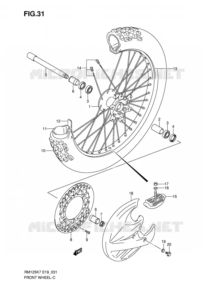 ROUE AVANT Suzuki MOTO 125 RM 2010  RM125K8(P19)