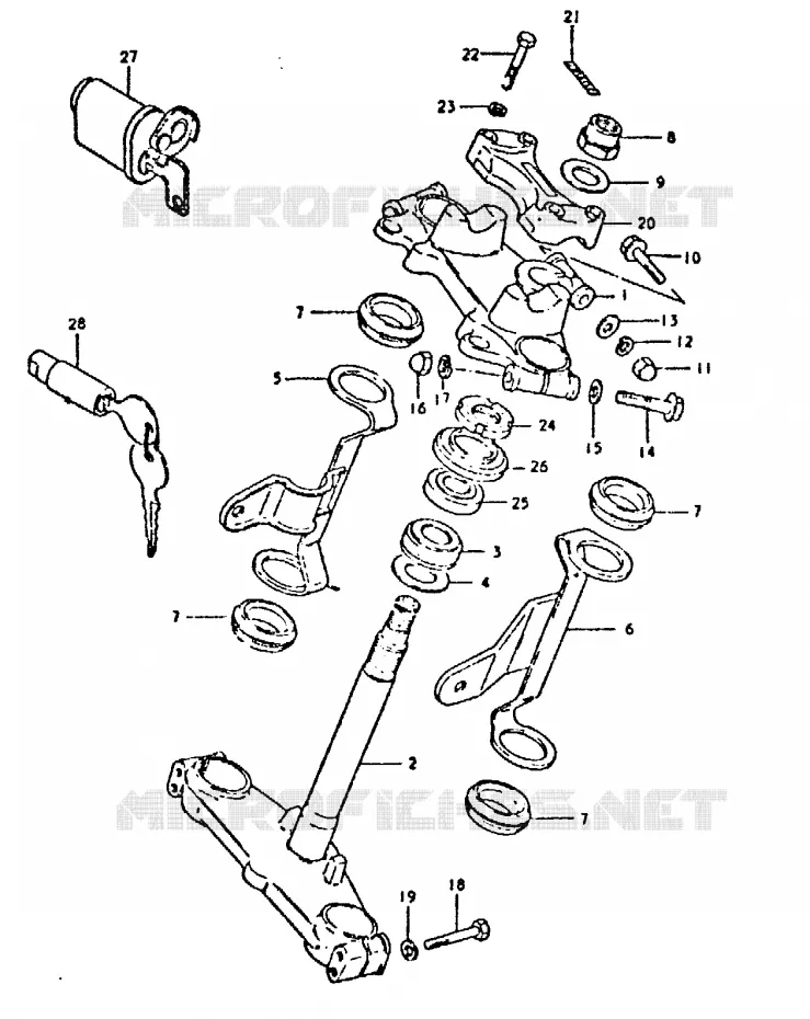 COLONNE DE DIRECTION Suzuki MOTO 750 GSX 1981  GSX750X(1981)