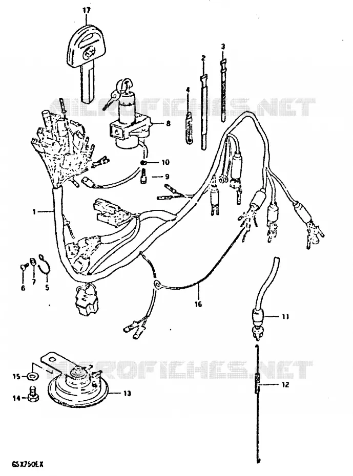 FAISCEAU ELECTRIQUE Suzuki MOTO 750 GSX 1981  GSX750X(1981)