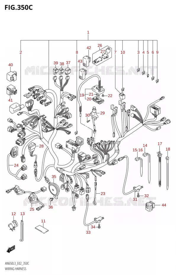 FAISCEAU ELECTRIQUE0Z:L3:E02) Suzuki SCOOTER 650 BURGMAN 2013  AN650Z L3 (E02,E19)