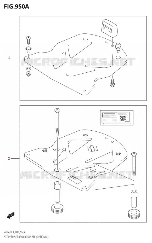 STOPPER SET REAR BOX PLATE (OPTIONAL) Suzuki SCOOTER 650 BURGMAN 2013  AN650 L3 (E02,E19)