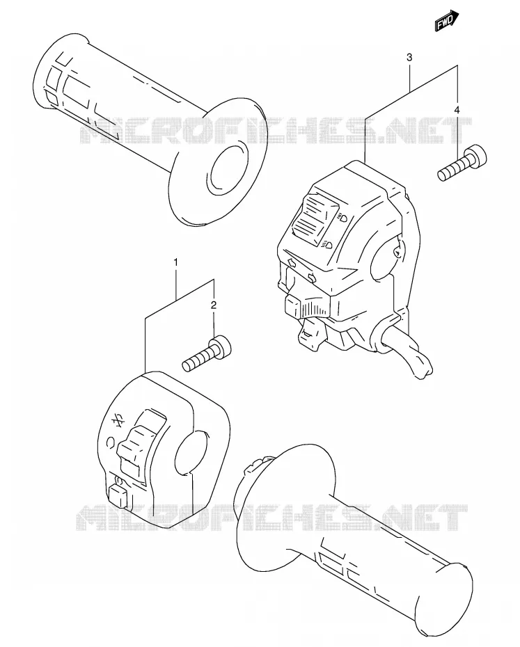 COMMODOSOMMUTATEUR (MODELE T / V / W / X) Suzuki MOTO 350 DR 1996  DR350SE T (E02,E04,E18,E94)