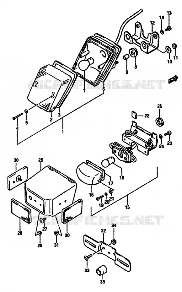 ENSEMBLE FEU ARRIERE Suzuki MOTO 600 DR 1987  DR600SUH(E2)