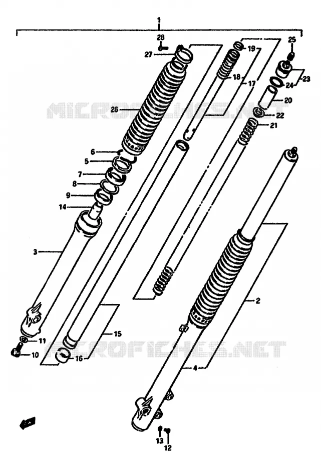 FOURCHE AVANT Suzuki MOTO 600 DR 1987  DR600S H/DR600SU H