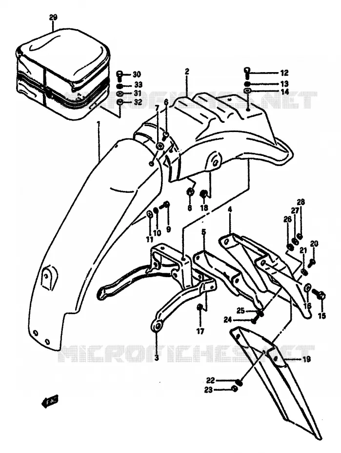 GARDE BOUE ARRIERE Suzuki MOTO 600 DR 1987  DR600S H/DR600SU H