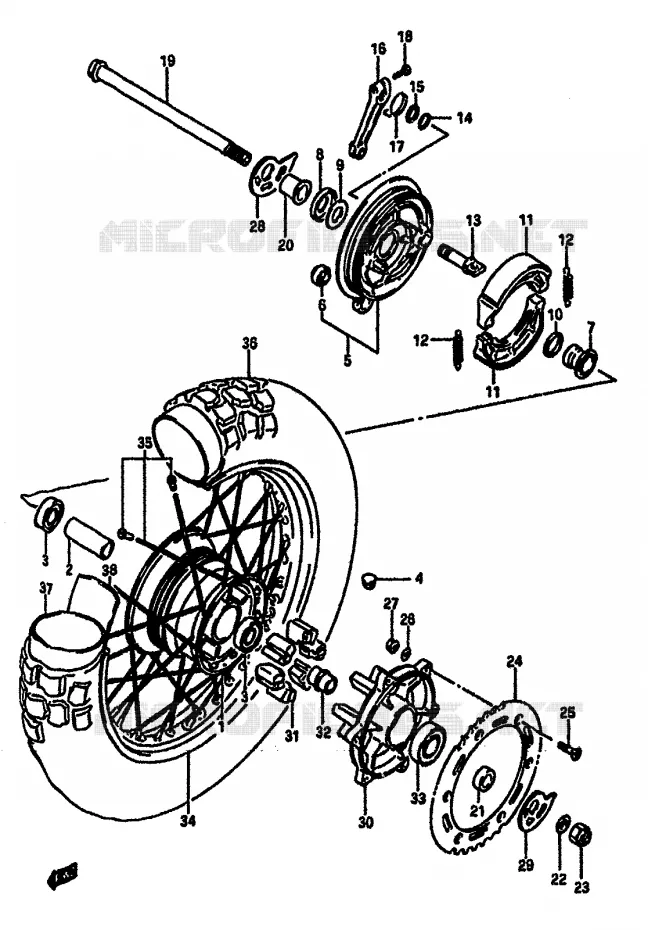 ROUE ARRIERE Suzuki MOTO 600 DR 1987  DR600SH(E2)