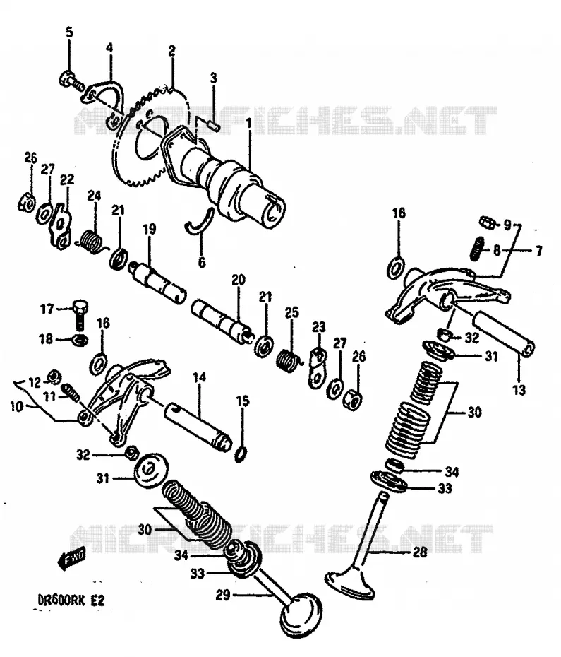 ARBRE A CAMES - VALVE Suzuki MOTO 600 DR 1989  DR600RUK(E2)