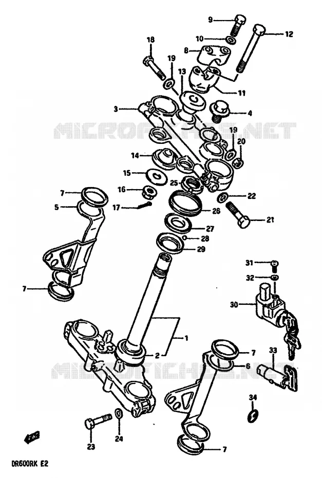 COLONNE DE DIRECTION Suzuki MOTO 600 DR 1989  DR600RK(E2)