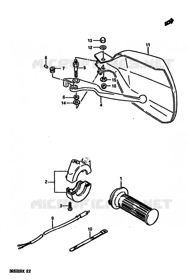 COMMODO DROIT (MODELE H / J / K) Suzuki MOTO 600 DR 1989  DR600RK(E2)