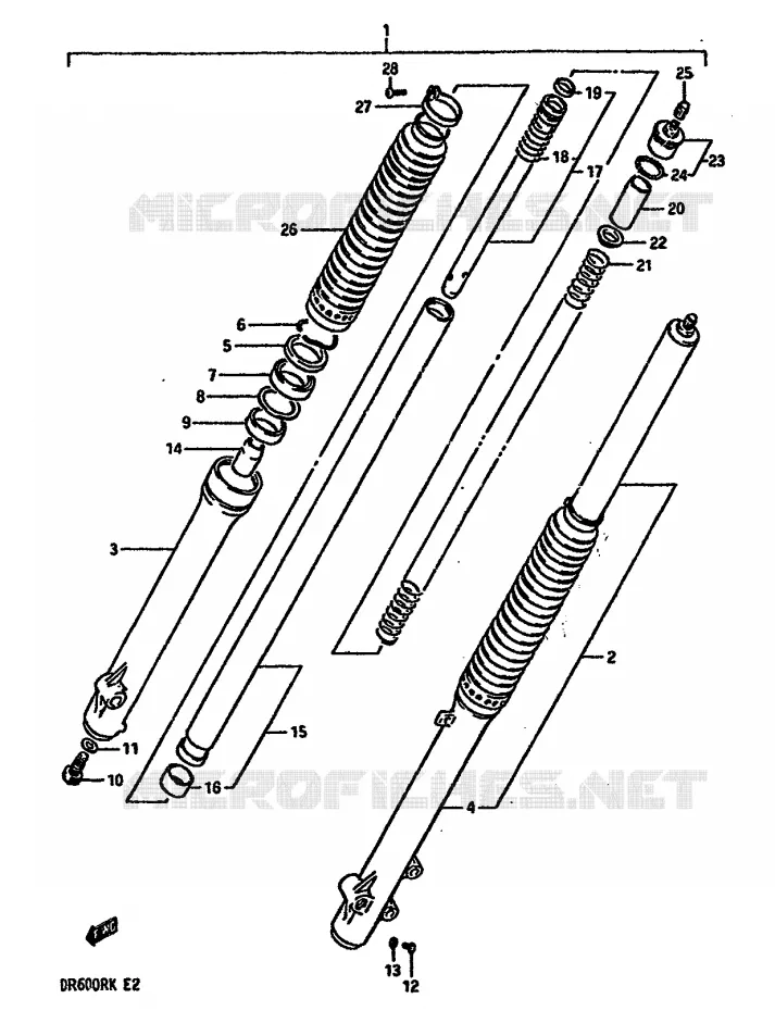 FOURCHE AVANT Suzuki MOTO 600 DR 1989  DR600RK(E2)