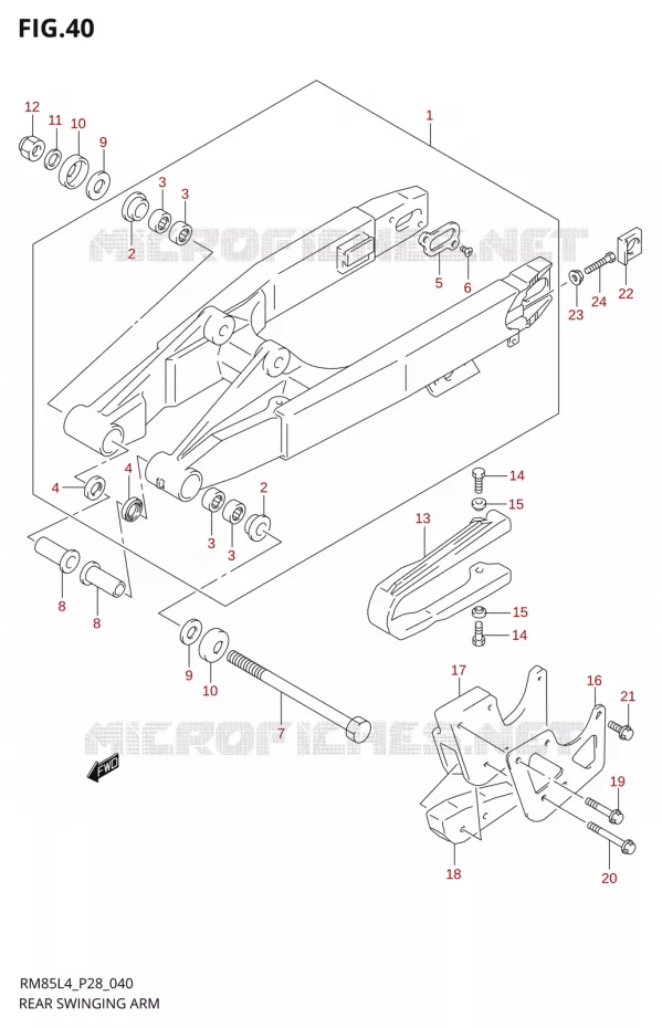 BRAS OSCILLANT ARRIERE (RM85L4 P28) Suzuki MOTO 85 RM 2014  RM85L L4 (P03,P28,P33)