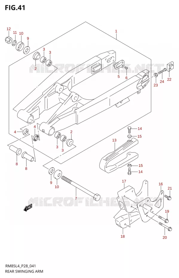 BRAS OSCILLANT ARRIERE (RM85LL4 P28) Suzuki MOTO 85 RM 2014  RM85L L4 (P03,P28,P33)