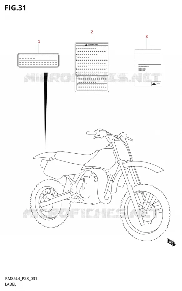 ETIQUETTE (RM85LL4 P28) Suzuki MOTO 85 RM 2014  RM85 L4 (P03,P28,P33)