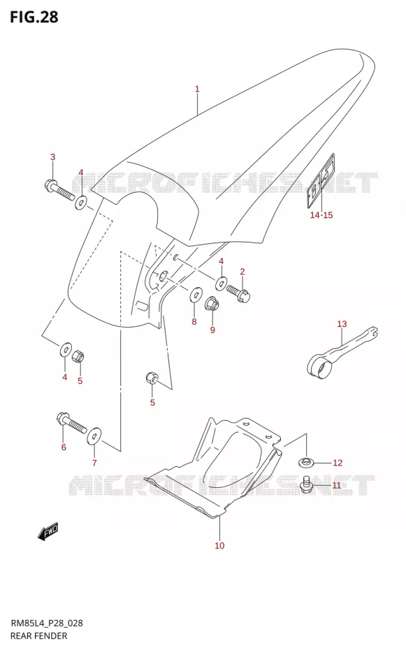 GARDE BOUE ARRIERE8) Suzuki MOTO 85 RM 2014  RM85L L4 (P03,P28,P33)