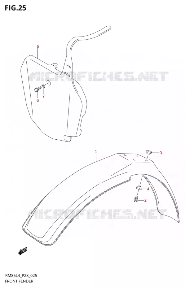 GARDE BOUE AVANT Suzuki MOTO 85 RM 2014  RM85 L4 (P03,P28,P33)