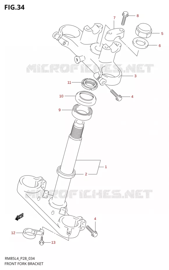 TE DE FOURCHE Suzuki MOTO 85 RM 2014  RM85L L4 (P03,P28,P33)