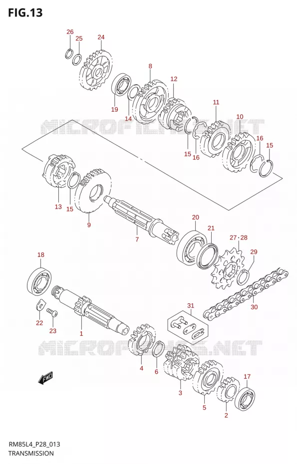 TRANSMISSION (RM85LL4 P28) Suzuki MOTO 85 RM 2014  RM85L L4 (P03,P28,P33)