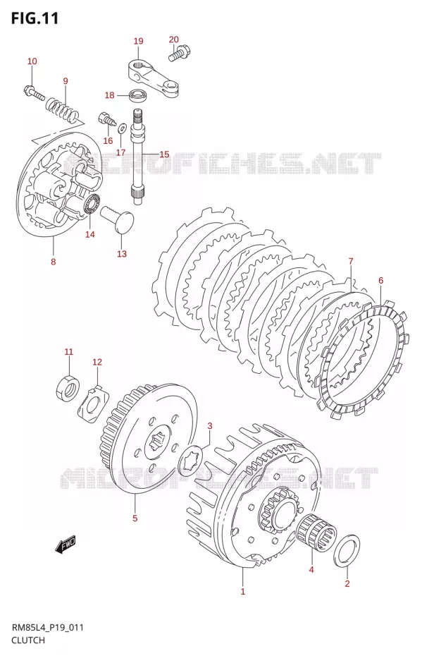 EMBRAYAGE Suzuki MOTO 85 RM 2014  RM85L L4 (P19)