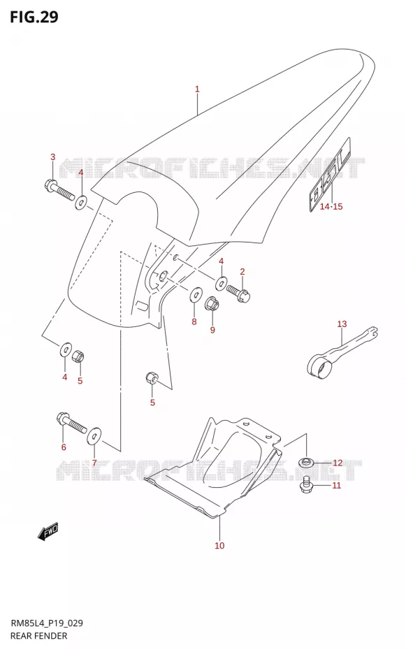 GARDE BOUE ARRIERE Suzuki MOTO 85 RM 2014  RM85 L4 (P19)