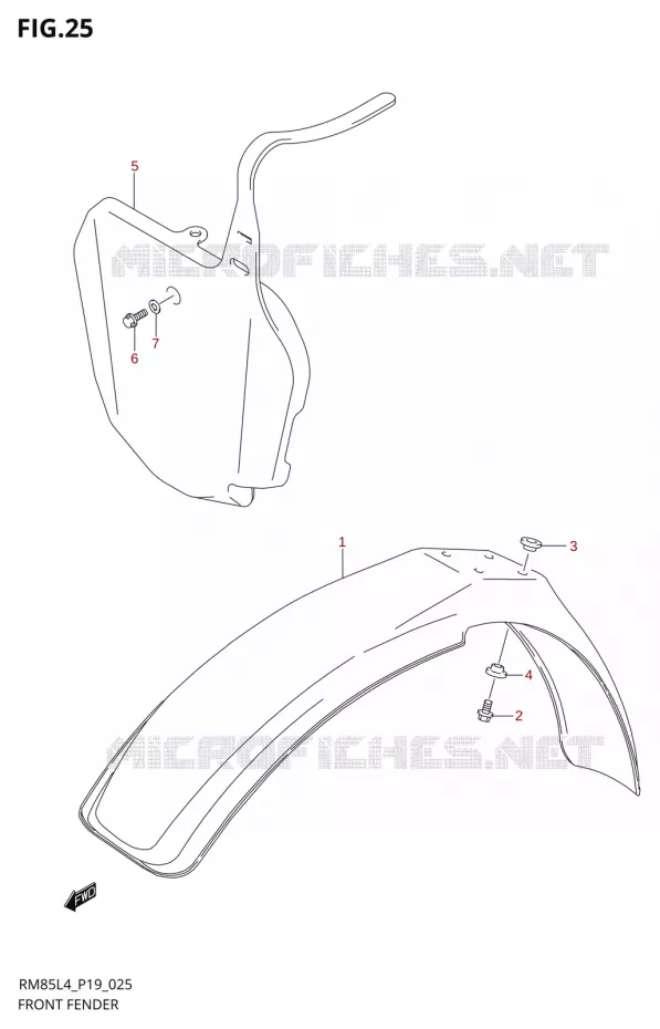 GARDE BOUE AVANT Suzuki MOTO 85 RM 2014  RM85 L4 (P19)