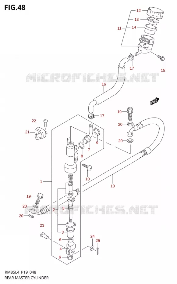MAITRE CYLINDRE ARRIERE5L4 P19) Suzuki MOTO 85 RM 2014  RM85L L4 (P19)