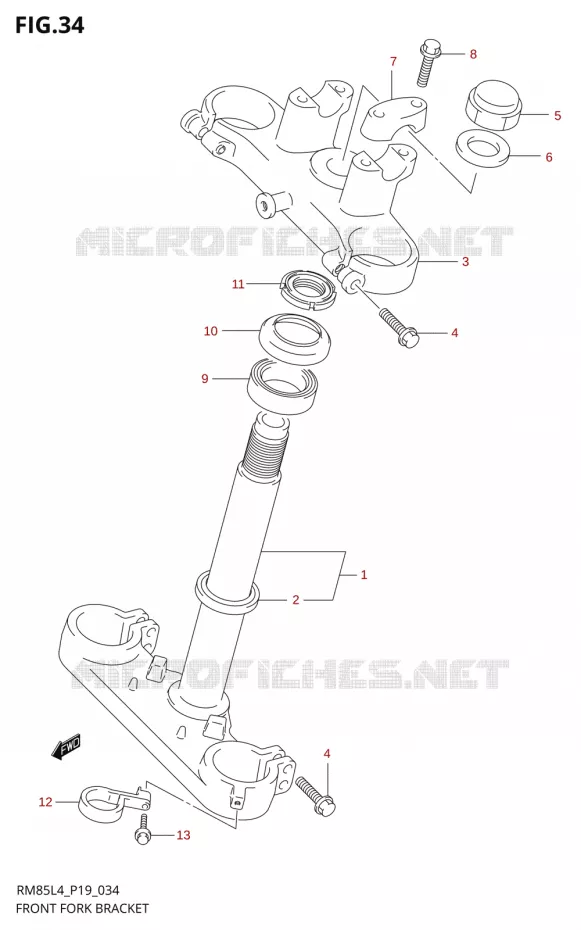 TE DE FOURCHE Suzuki MOTO 85 RM 2014  RM85 L4 (P19)