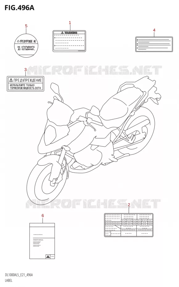ETIQUETTE Suzuki MOTO 1000 V-STROM 2015  DL1000A L5 (E21)