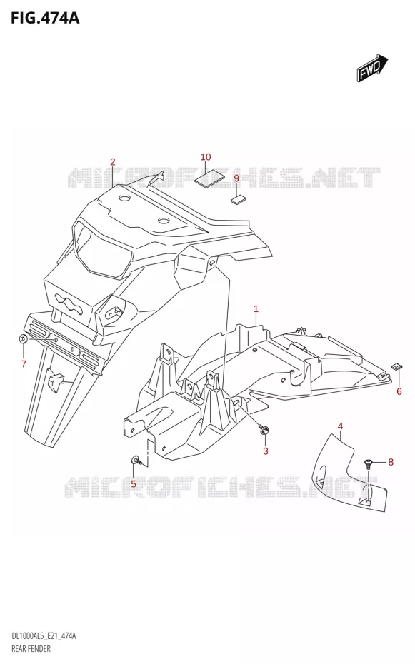 GARDE BOUE ARRIERE Suzuki MOTO 1000 V-STROM 2015  DL1000A L5 (E21)