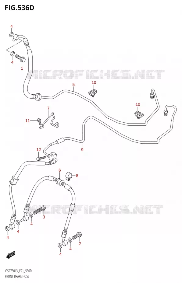 DURITE DE FREIN AVANT50A:L3:E21) Suzuki MOTO 750 GSR 2013  GSR750A L3 (E21)