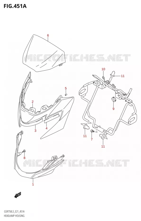 ENTOURAGE DE PHARE Suzuki MOTO 750 GSR 2013  GSR750UE L3 (E21)