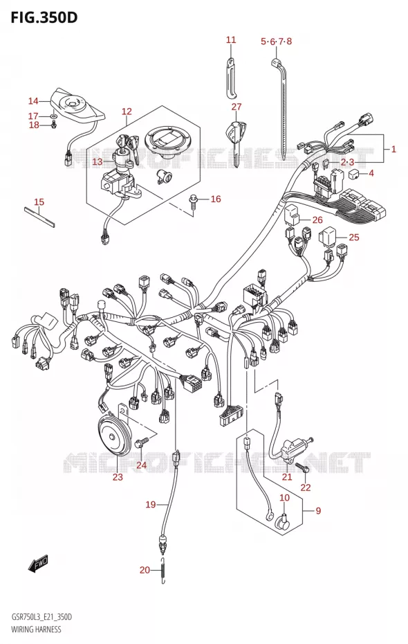 FAISCEAU ELECTRIQUE50A:L3:E21) Suzuki MOTO 750 GSR 2013  GSR750UE L3 (E21)