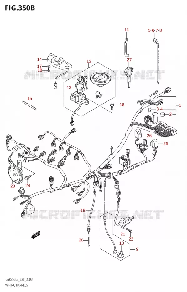 FAISCEAU ELECTRIQUE50:L3:E24) Suzuki MOTO 750 GSR 2013  GSR750AUE L3 (E21)