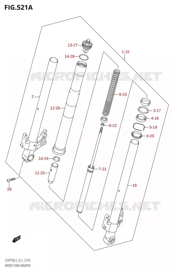 FOURCHE Suzuki MOTO 750 GSR 2013  GSR750A L3 (E21)