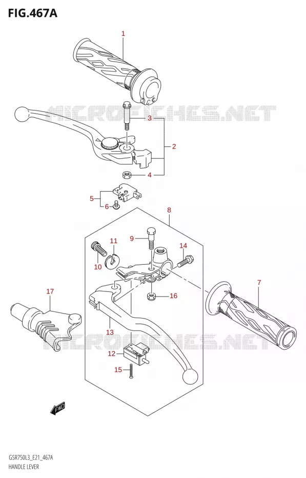 LEVIERS - POIGNEES Suzuki MOTO 750 GSR 2013  GSR750A L3 (E21)