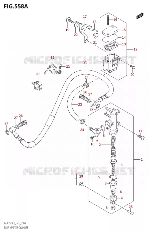 MAITRE CYLINDRE DE FREIN ARRIERE21) Suzuki MOTO 750 GSR 2013  GSR750 L3 (E21)