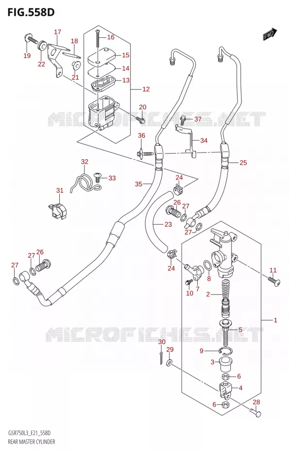 MAITRE CYLINDRE DE FREIN ARRIEREE21) Suzuki MOTO 750 GSR 2013  GSR750A L3 (E21)