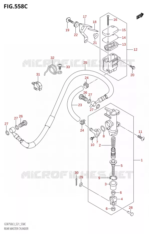 MAITRE CYLINDRE DE FREIN ARRIERE:E21) Suzuki MOTO 750 GSR 2013  GSR750UE L3 (E21)