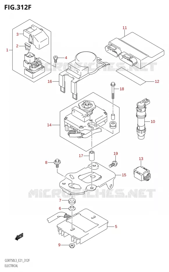 PARTIE ELECTRIQUEAUE:L3:E21) Suzuki MOTO 750 GSR 2013  GSR750 L3 (E21)